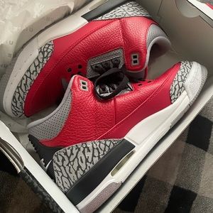 Jordan’s. Retro 3. Red, black and grey